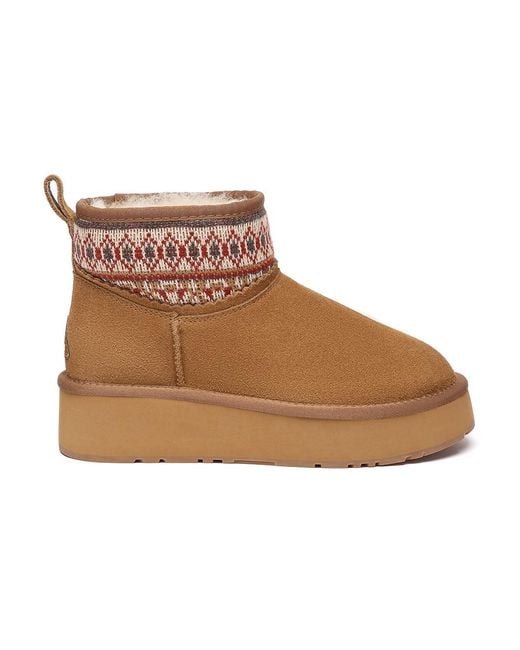 EverAu Australia Brown Ever Au Plover Woven Ankle Platform Boots