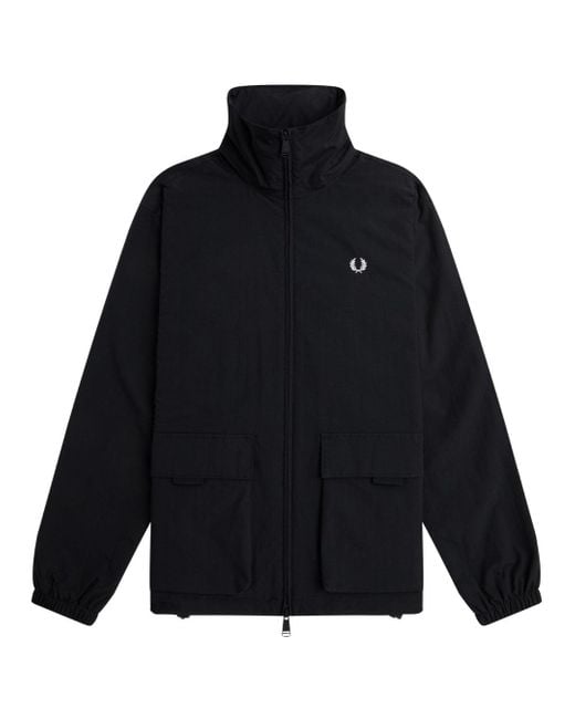 Fred Perry Zwarte Jas Met Patchzak En Ritssluiting in het Blue voor heren