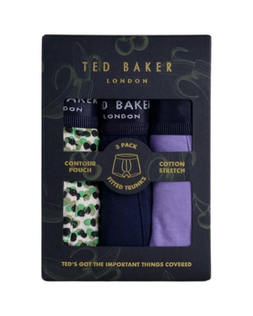Ted Baker Katoenen Boxers Voor , Set Van 3, Meerdere Kleuren in het Blue voor heren