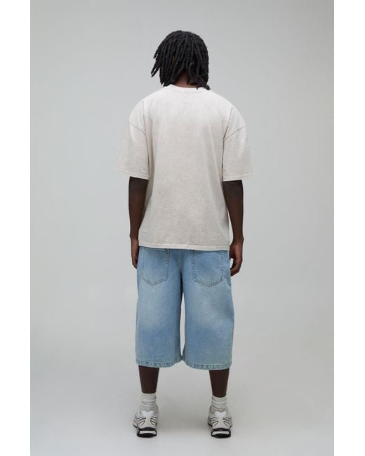BoohooMAN Gray Oversized Acid Wash Graffiti Print T-Shirt for men
