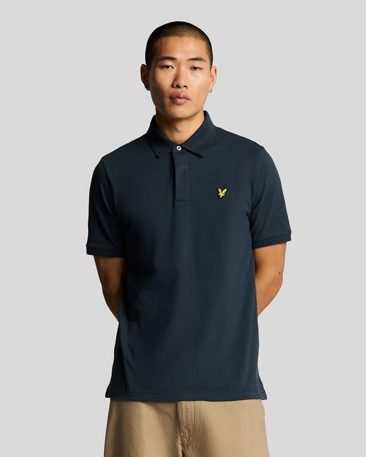 Lyle & Scott Blue Ottoman Tipped Polo Shirt for men