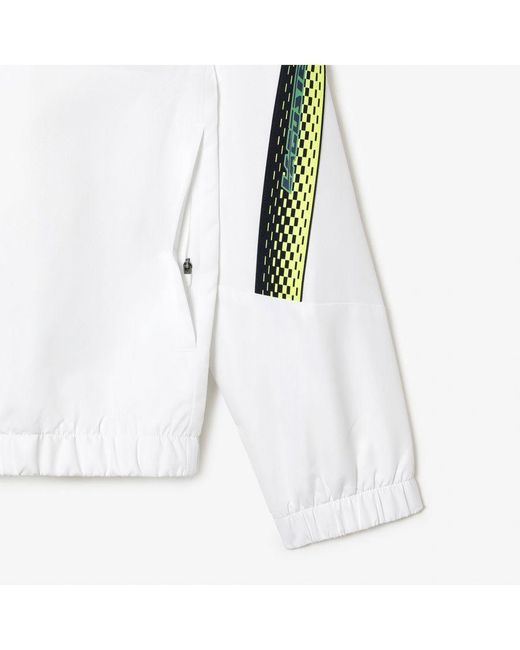 Lacoste Tennis Gerecycled Polyester Capuchonjas In White Navy voor heren