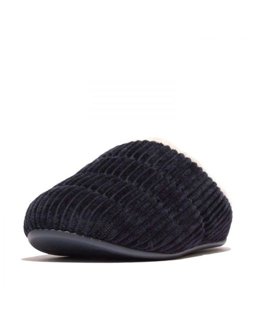 Fitflop Blue Womenss Fit Flop Chrissie Fleece-Lined Corduroy Slippers