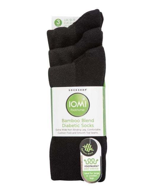IOMI Black Extra Wide Bamboo Socks For Diabetics By for men
