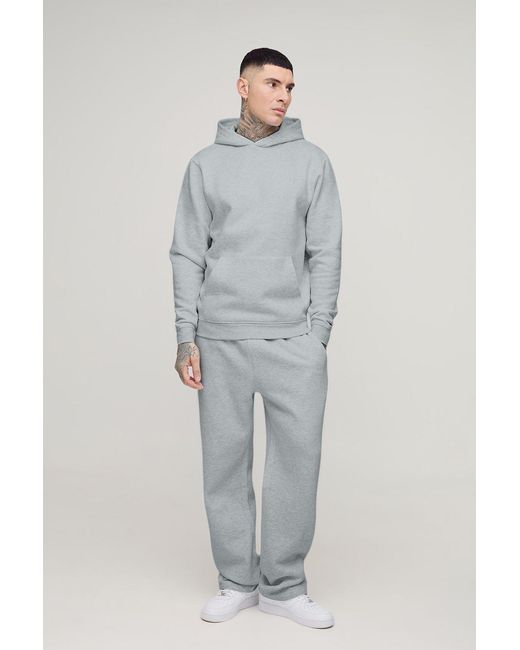 BoohooMAN Gray Tall Over The Head Regular Fit Basic Hoodie for men