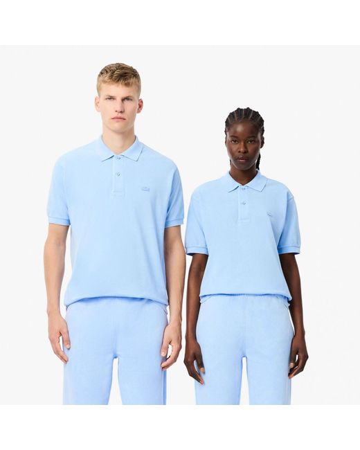 Lacoste Classic Fit L.12.12 Washed Effect Poloshirt In Lichtblauw in het Blue voor heren