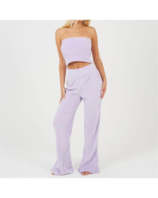 Brave Soul Purple Solid Patterned Sleeveless Lounge Set