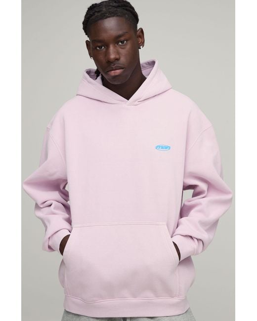 BoohooMAN Pink Oversized Sport Washed Over The Head Hoodie for men