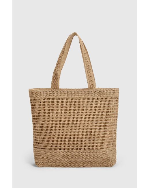 Boohoo Natural Basic Lined Straw Beach Bag