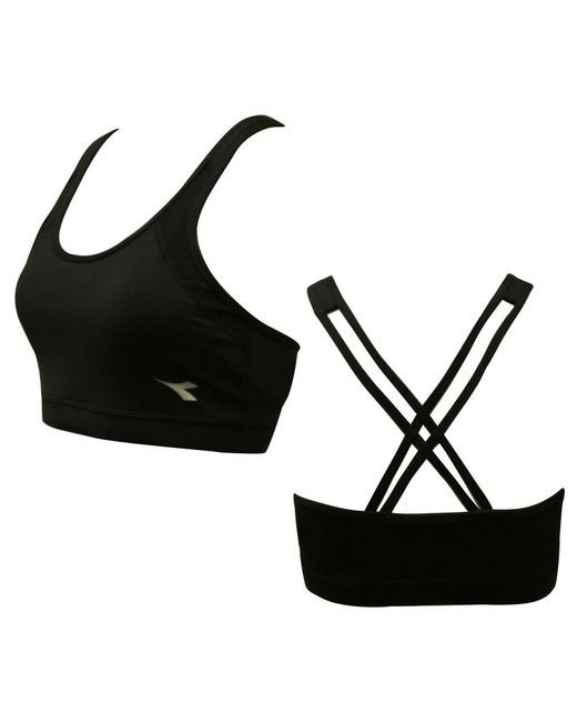 Diadora Black Supportive Sports Bra Textile