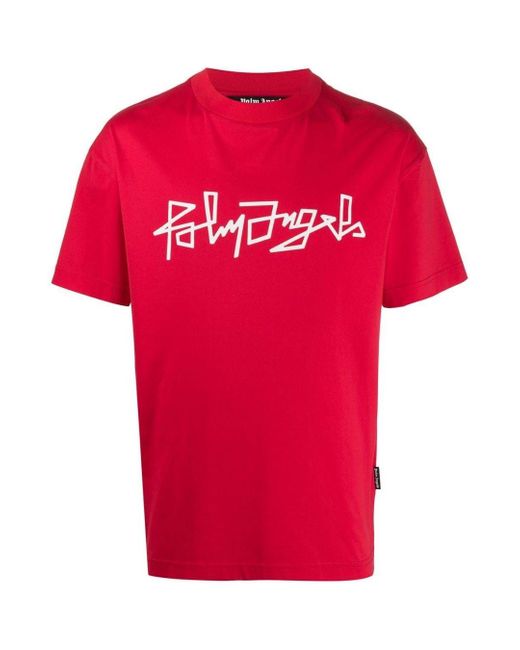 Palm Angels Red Desert Logo T-Shirt Cotton for men