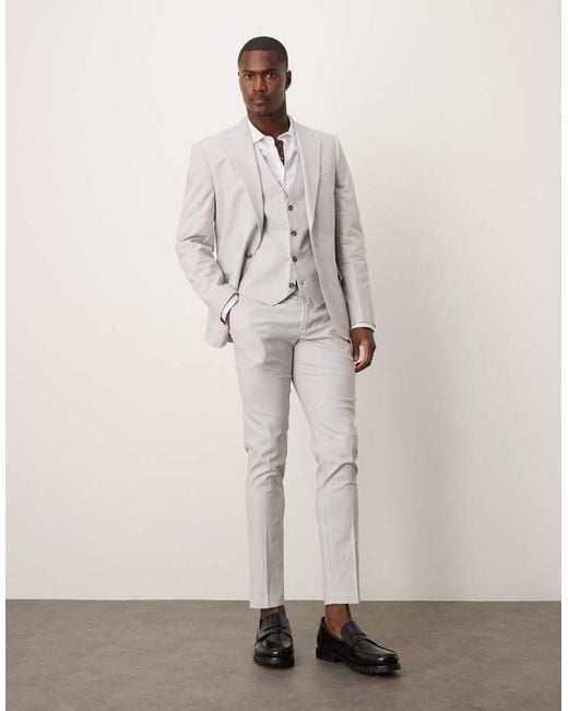 ASOS Natural Linen Blend Skinny Suit Waistcoat for men