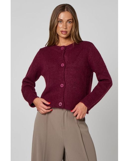 Urban Bliss Red Cropped Soft Knit Cardigan