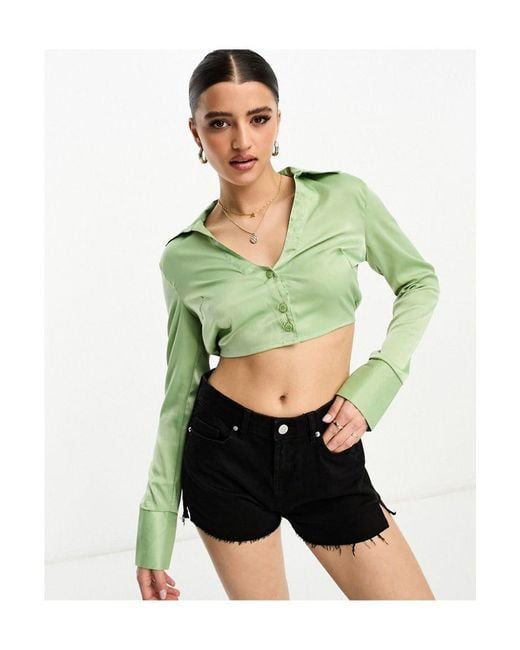 Lola May Green Open Back Crop Top