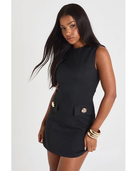 Boohoo Black Tailored A-Line Mini Dress