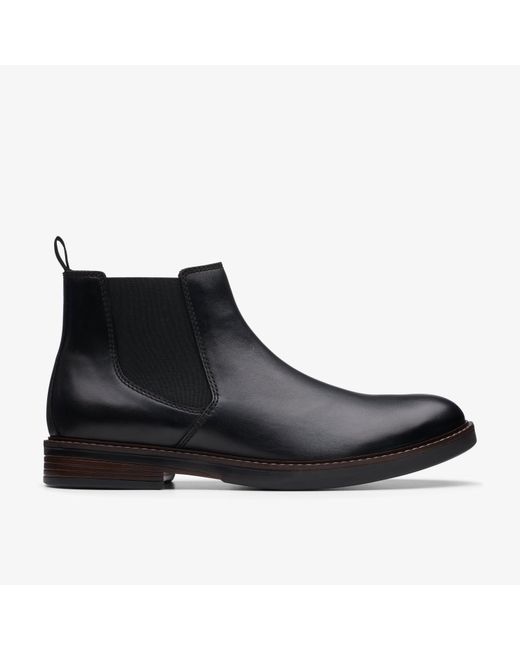 Clarks Black Paulson Up Leather Boots for men
