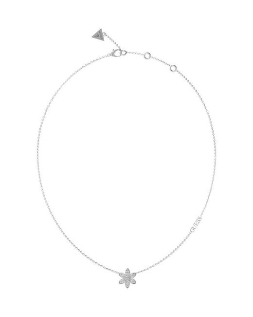 Guess White Ubn04146Rh Ladies Lotus Necklace