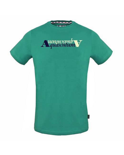Aquascutum Green Stitched Aldis Logo T-Shirt Cotton for men