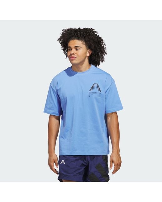 Adidas Originals Blue Anthony Edwards Gfx Schematic Tee for men