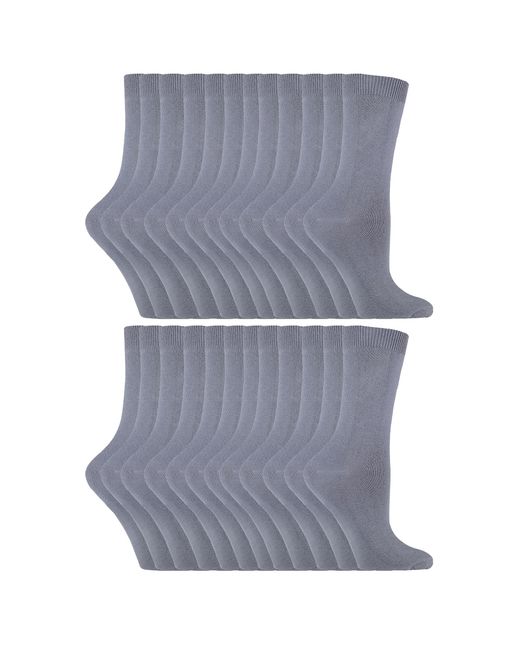 Sock Snob Blue 24 Pairs Ladies Plain Cotton Rich Dress Socks