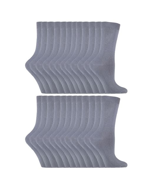 Sock Snob Blue 24 Pairs Ladies Plain Cotton Rich Dress Socks