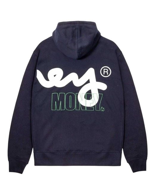 Money Blue Block Stencil Hoodie Cotton