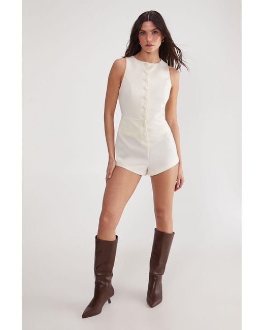 Nasty Gal White Essentials Tailored Playsuit