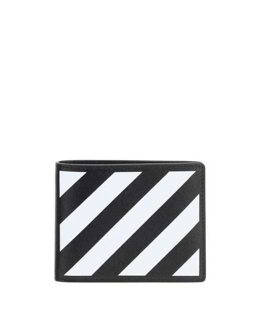 Off-White c/o Virgil Abloh White Off- Binder Diagonal Stripe Printed Bifold Wallet for men