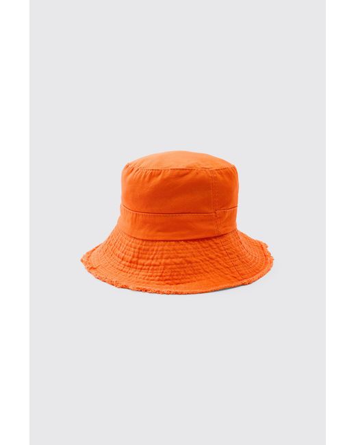 BoohooMAN Orange Bucket Hat With Drawstring for men