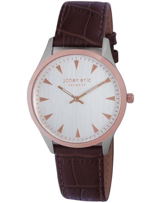 Johan Eric Brown Helsing¸R, Dial Watch W Triangular Rose Tone Hr-Markers, Calfskin Band Leather for men
