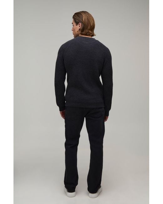 BoohooMAN Blue Regular Fit Raglan Ribbed Knitted Jumper for men