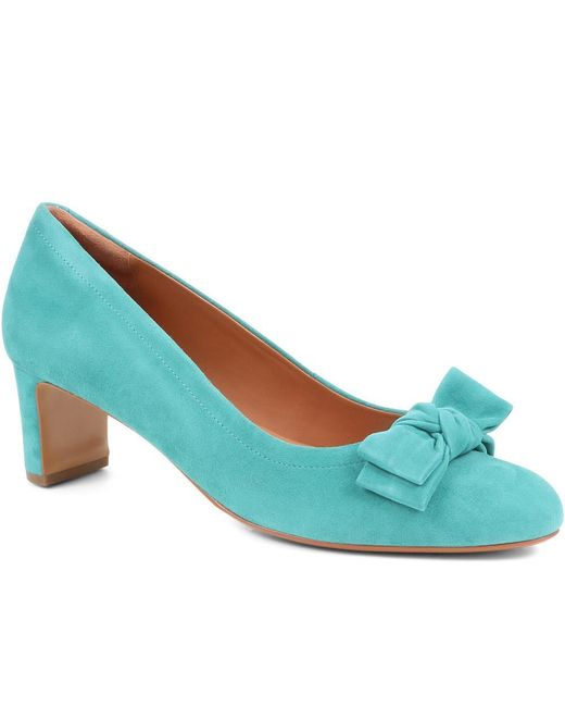 Jones Bootmaker Blue Zelda Bow Detail Court Shoes