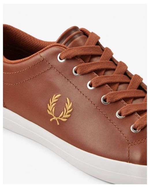 Fred Perry Brown Baseline Leather Trainers for men