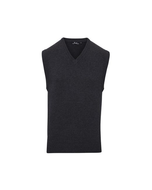 PREMIER Black Knitted Sleeveless Sweater Vest for men