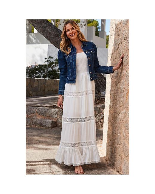 Sosandar Blue Dark Puff Sleeve Denim Jacket