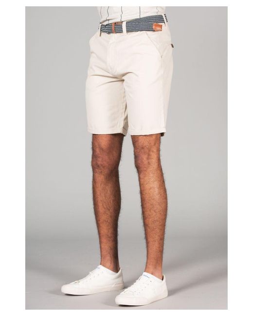 Tokyo Laundry White 'Forio' Cotton Belted Chino Shorts for men