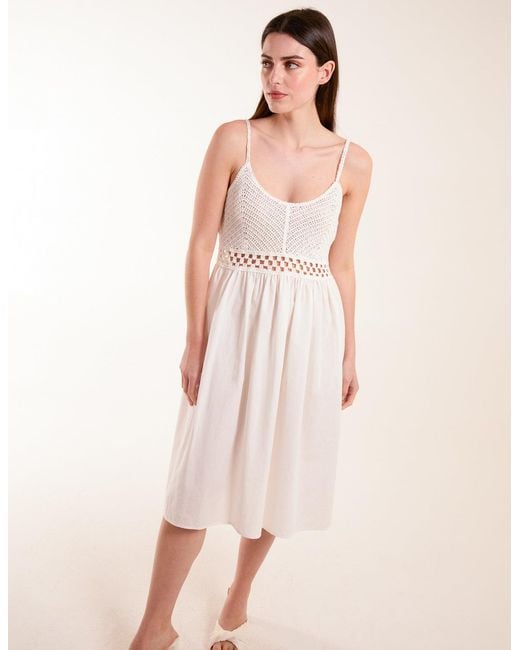 Blue Vanilla Pink Crochet Strap Midi Cami Dress
