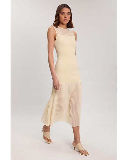 Karen Millen White Figure Form Woven Bandage Mix Dress