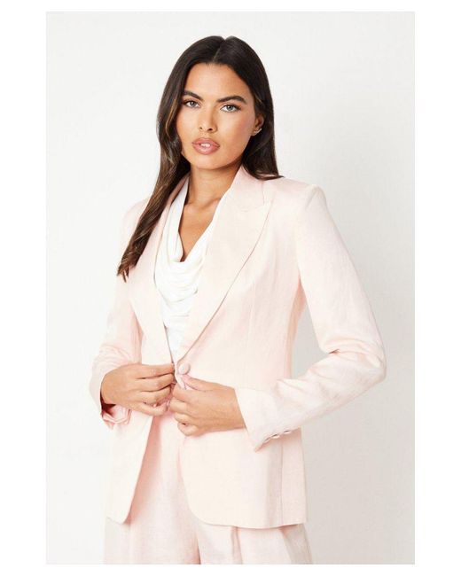 Coast White Premium Linen Mix Single Breasted Blazer