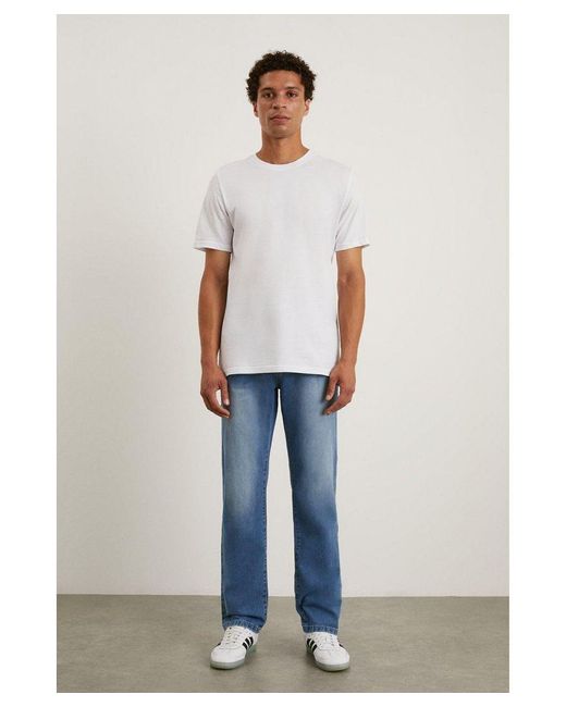 Burton White Stone Wash Straight Fit Jean for men