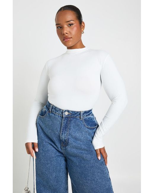 Boohoo White Plus Second Skin Long Sleeve Top