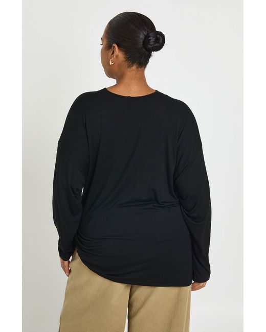Boohoo Blue Plus Wrap Tie Side Oversized Long Sleeve T-Shirt