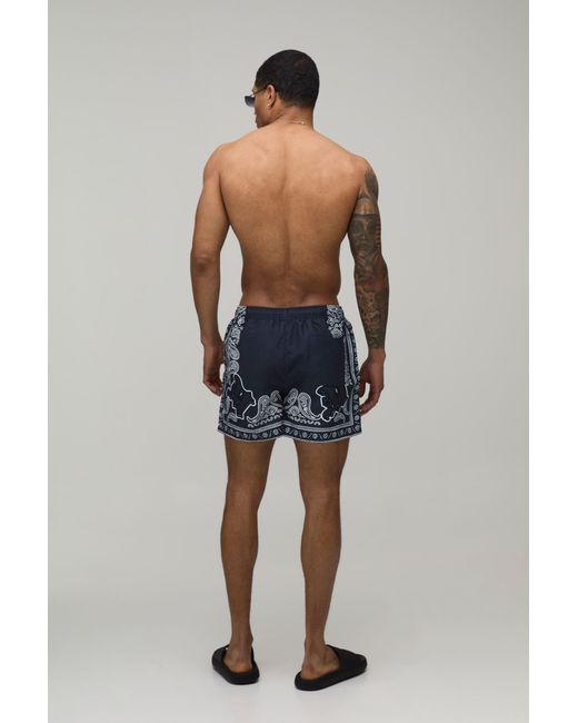 BoohooMAN Blue Bandana Print Short Length Swim for men