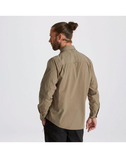 Craghoppers Green Expert Kiwi Long-Sleeved Shirt (Pebble) for men