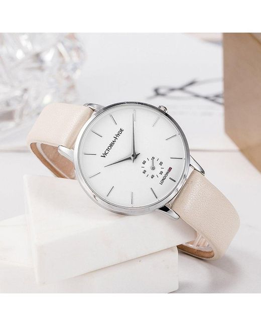 Victoria Hyde London White Luxury Watch With Second Hand Design