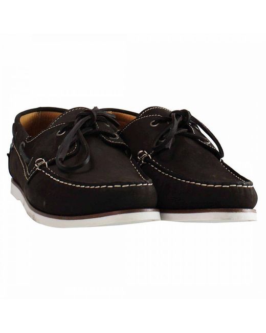 Hackett Black Aldeney Deck Shoes Nubuck Leather for men