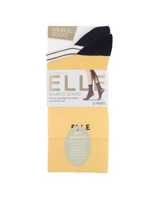 Elle Black 2 Pack Ladies Striped And Plain Bamboo Socks