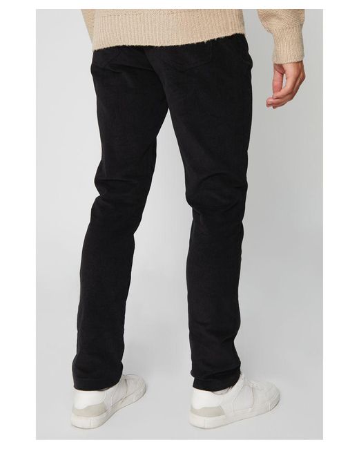 Threadbare Black 'Cordyline' Cotton Corduroy 5 Pocket Trousers With Stretch for men
