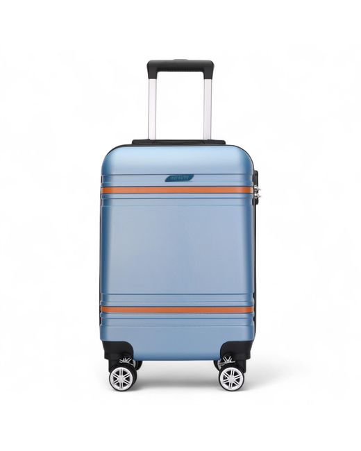 Infinity Leather Blue Hardshell Cabin Suitcase Robust Abs Lightweight Luggage Holiday Bag