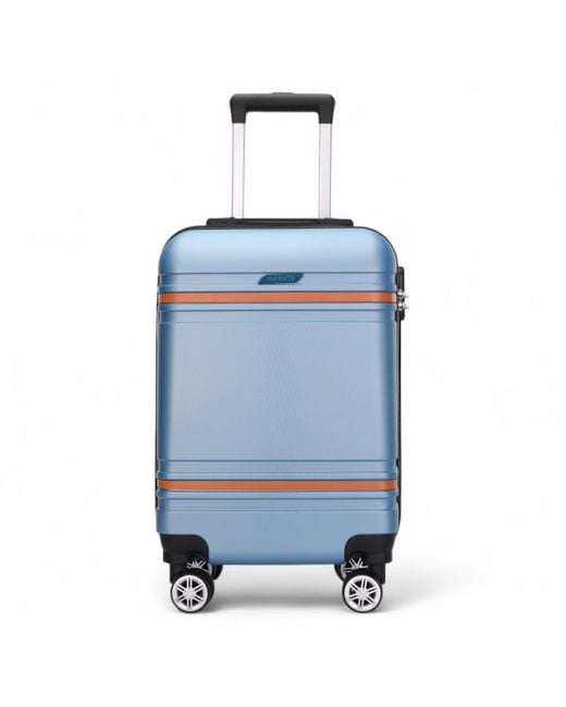 Infinity Leather Blue Hardshell Cabin Suitcase Robust Abs Lightweight Luggage Holiday Bag